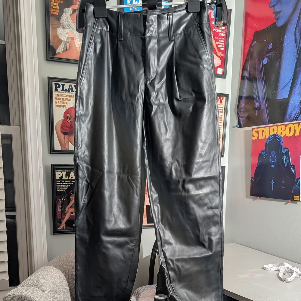 a new day Women's Black Faux Leather Pants